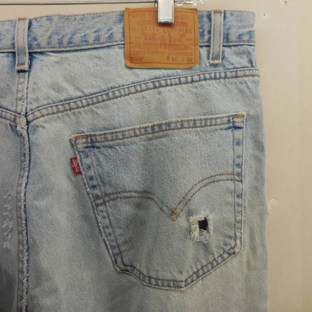 Levis 550 Relaxed Fit Tapered Leg Light Wash Denim‎ Jeans Mens 38x31 Vintage